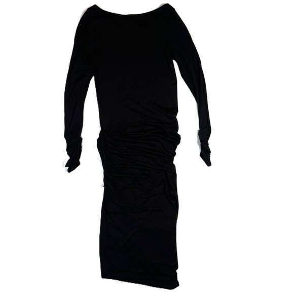 Max Studio Black Long Sleeve Bodycon Draped Midi Dress Size M - Picture 8 of 16